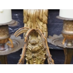 French Antique Louis XVI large 3 branch wall sconce wall light in bronze with detailed casting and i