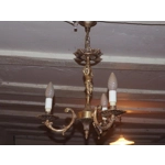 Vintage Italian bronze brass 3 branch female figurine chandelier C1950s