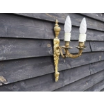 French Antique Louis XVI large 3 branch wall sconce wall light in bronze with detailed casting and i