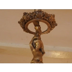 Vintage Italian bronze brass 3 branch female figurine chandelier C1950s