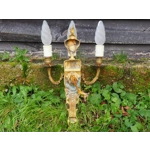 French Antique Louis XVI large 3 branch wall sconce wall light in bronze with detailed casting and i