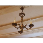 Vintage Italian bronze brass 3 branch female figurine chandelier C1950s