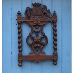 French Heraldic coat of arms carved wooden panel vintage crest wall hanging solid wood carving wall