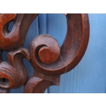 French Heraldic coat of arms carved wooden panel vintage crest wall hanging solid wood carving wall