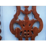 French Heraldic coat of arms carved wooden panel vintage crest wall hanging solid wood carving wall