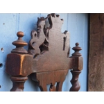 French Heraldic coat of arms carved wooden panel vintage crest wall hanging solid wood carving wall