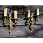 French vintage Louis xv style 3 branch chandelier and 2 branch wall lights bronze and brass complete