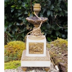 Antique French white marble and Bronze table lamp decorated with 4 scenes of Putti cherubs late 1800