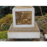 Antique French white marble and Bronze table lamp decorated with 4 scenes of Putti cherubs late 1800