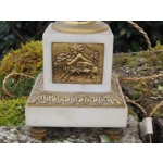 Antique French white marble and Bronze table lamp decorated with 4 scenes of Putti cherubs late 1800