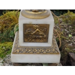 Antique French white marble and Bronze table lamp decorated with 4 scenes of Putti cherubs late 1800