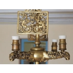 Gothic antique 4 branch Brass dragon chandelier early 1900s imposing and very substantial for easy r