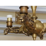 Gothic antique 4 branch Brass dragon chandelier early 1900s imposing and very substantial for easy r