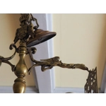 Gothic antique 4 branch Brass dragon chandelier early 1900s imposing and very substantial for easy r