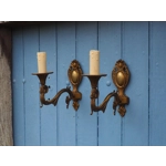 Vintage rams head French Bronze Wall Sconces wall lights C1930s Pair (For Refurbishment)