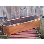 Vintage French Poissonnière large copper fish kettle with iron swing handle.