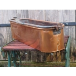 Vintage French Poissonnière large copper fish kettle with iron swing handle.
