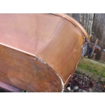 Vintage French Poissonnière large copper fish kettle with iron swing handle.