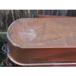 Vintage French Poissonnière large copper fish kettle with iron swing handle.