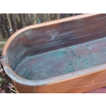 Vintage French Poissonnière large copper fish kettle with iron swing handle.