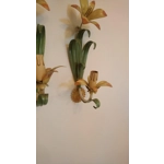 Floral single arm wall lights wall sconces tole-ware French vintage enamel lillies