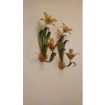 Floral single arm wall lights wall sconces tole-ware French vintage enamel lillies