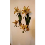 Floral single arm wall lights wall sconces tole-ware French vintage enamel lillies