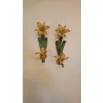 Floral single arm wall lights wall sconces tole-ware French vintage enamel lillies