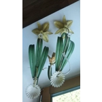 Floral single arm wall lights wall sconces tole-ware French vintage enamel lillies