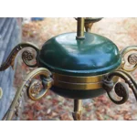 Vintage Empire Style Bronze Chandelier: 5-Arm, Green Lacquered Bowl, Arrow Finial
