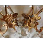 French antique Louis xv style twin arm wall sconces in bronze with crystals C1940s sumptuous and rom