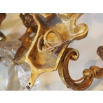 French antique Louis xv style twin arm wall sconces in bronze with crystals C1940s sumptuous and rom