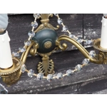 French Antique empire twin arm wall sconces bronze with dolphin heads and crystals C1920s