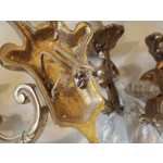 French antique Louis xv style twin arm wall sconces in bronze with crystals C1940s sumptuous and rom