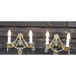 French Antique empire twin arm wall sconces bronze with do..