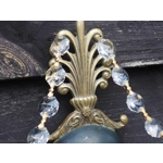 French Antique empire twin arm wall sconces bronze with dolphin heads and crystals C1920s