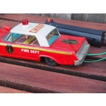 Vintage japanese tinplate fire department chief car with remote control C1970s retro toys