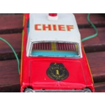 Vintage japanese tinplate fire department chief car with remote control C1970s retro toys