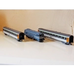Jouef French Ho gauge 12v electric diesel locomotive and 2 passenger Coaches vintage