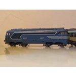 Jouef French Ho gauge 12v electric diesel locomotive and 2 passenger Coaches vintage