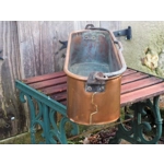 Vintage French Poissonnière large copper fish kettle with iron swing handle