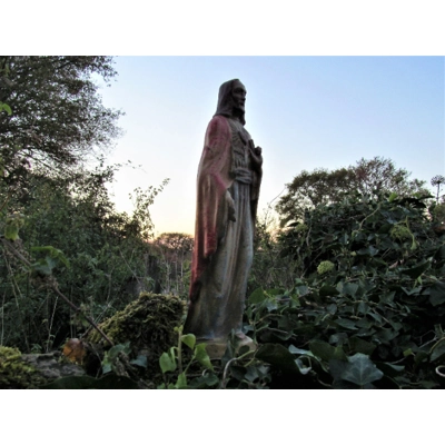 French Vintage Painted statuette of Jesus Religious statue