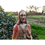 French Vintage Painted statuette of Jesus Religious statue