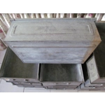 Industrial large metal storage drawers boxes sourced from an old phillips factory in holland. dated and stamped.