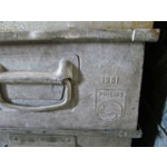Industrial large metal storage drawers boxes sourced from an old phillips factory in holland. dated and stamped.