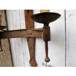 French Antique medieval primitive chateau castle wall sconces in iron and steel,rare hand made, interior or exterior