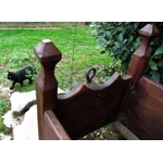Antique French swinging cradle, baby cot, Early 1900s , hand forged handles with carved primitive wooden handles, A fab piece of history
