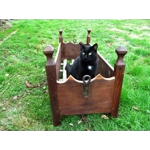 Antique French swinging cradle, baby cot, Early 1900s , hand forged handles with carved primitive wooden handles, A fab piece of history