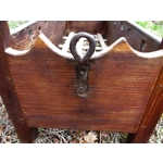 Antique French swinging cradle, baby cot, Early 1900s , hand forged handles with carved primitive wooden handles, A fab piece of history