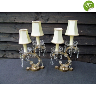 Rare Lavish pair of Louis XIV French vintage table lamps